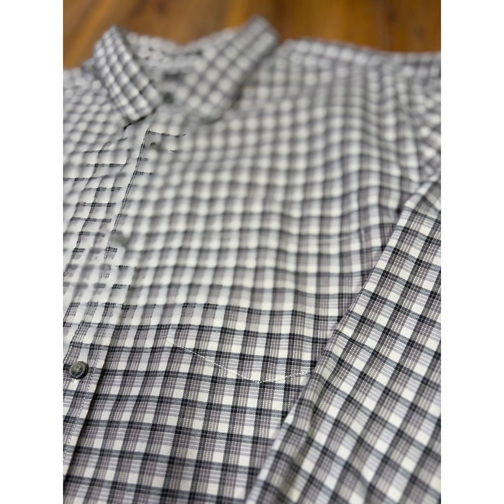 Eddie Bauer Men's XL Gray Plaid Cotton Relaxed Fit Button Down Shirt - Picture 5 of 9